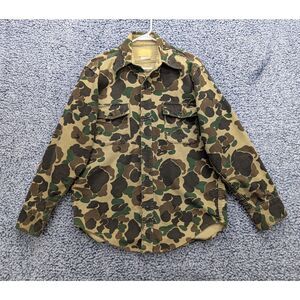 VTG USA Army Frog Camo Flannel Button Up Shirt Size M Outdoor Hunting Shacket